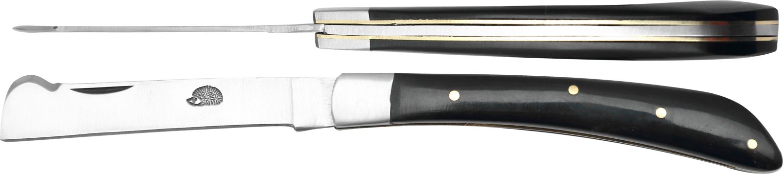 Black Horn Handle Grafting Knife with Bark Lifter – 10 cm Handle, Inox Bolster