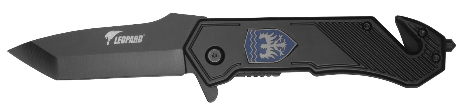 Black Tanto Rescue Knife with Grooved Aluminum Handle – 11.7 cm Handle