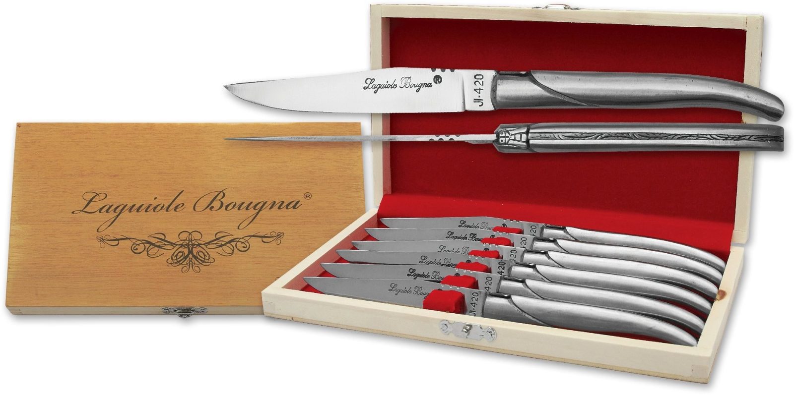 All-Steel Table Knife Set – 12 cm Handle, Set of 6 with Sharpening Steel