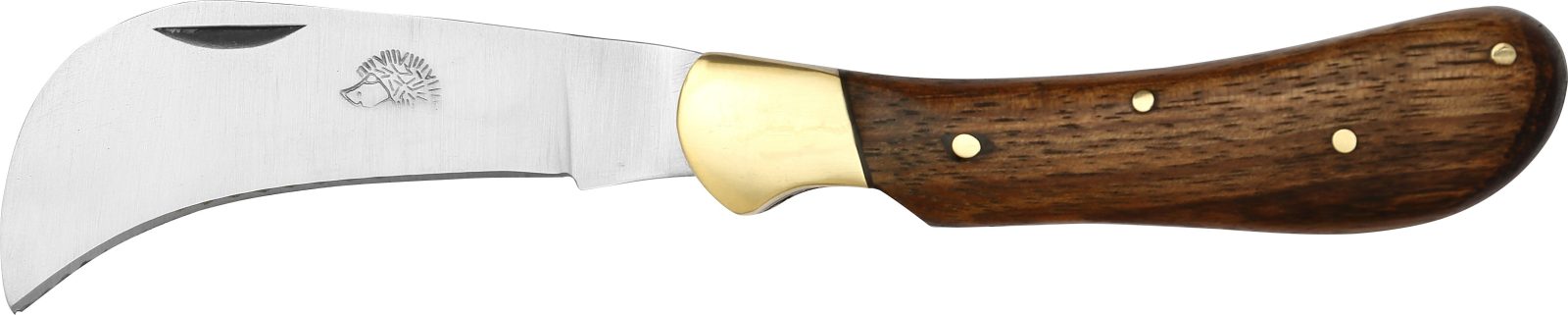 Reddish Wood Handle Pruning Knife – 10 cm Handle, Brass Bolster