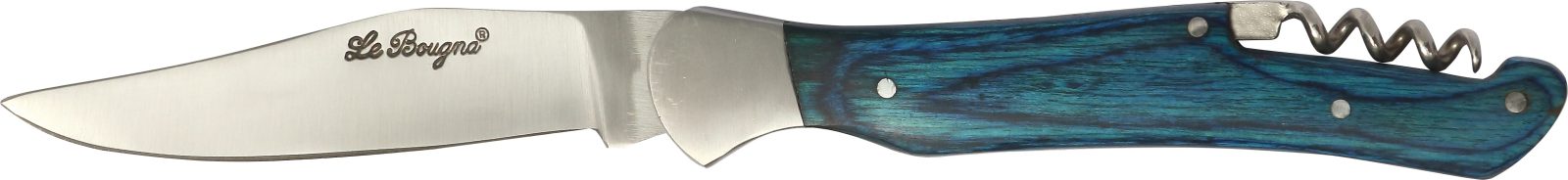 Vivid Teal Wood Handle Corkscrew Folding Knife – 12 cm Handle, Inox Bolster