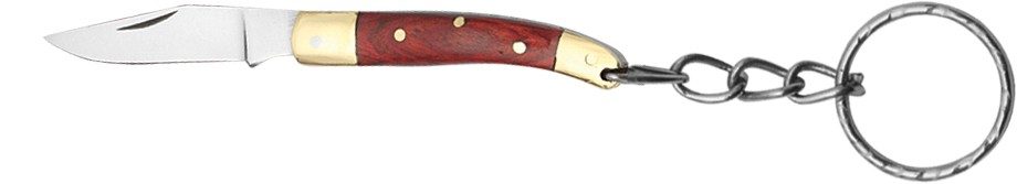 Rich Red Wood Handle Folding Knife Keychain – 5.8 cm Handle, Brass Bolster