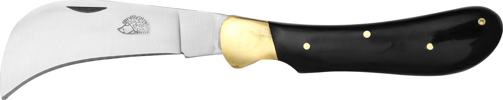 Black Horn Handle Pruning Knife – 10 cm Handle, Brass Bolster