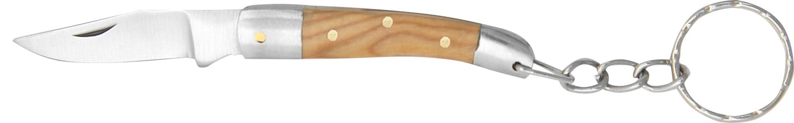 Natural Wood Handle Folding Knife Keychain – 5.8 cm Handle, Inox Bolster