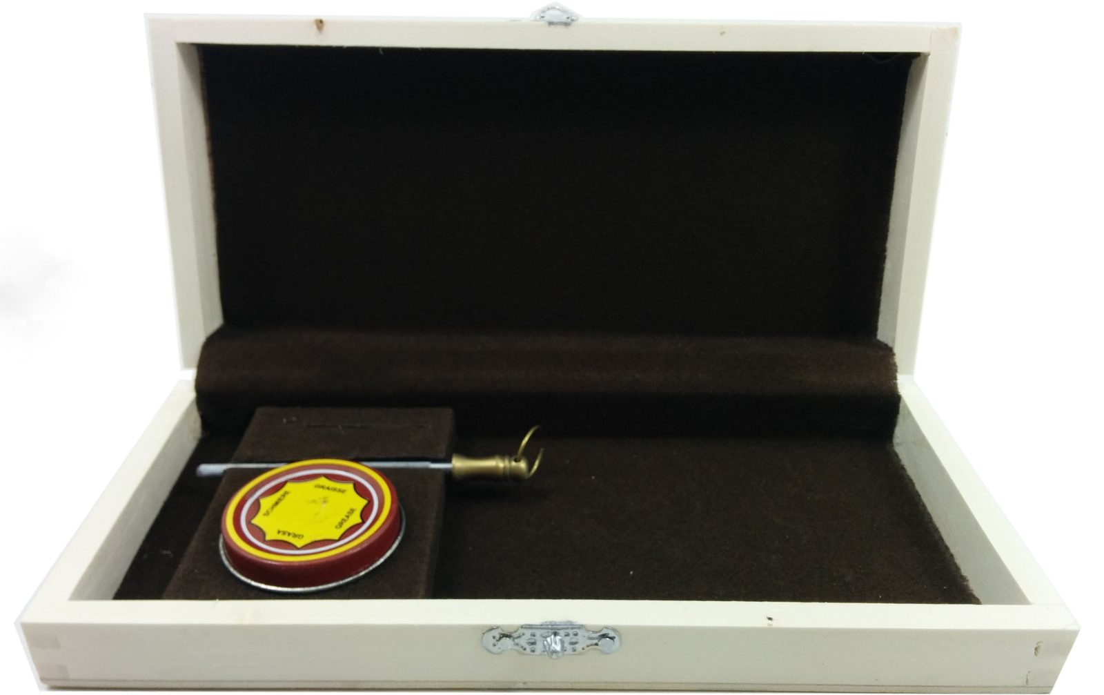 Wooden Presentation Box with Sharpening Rod & Grease Tin