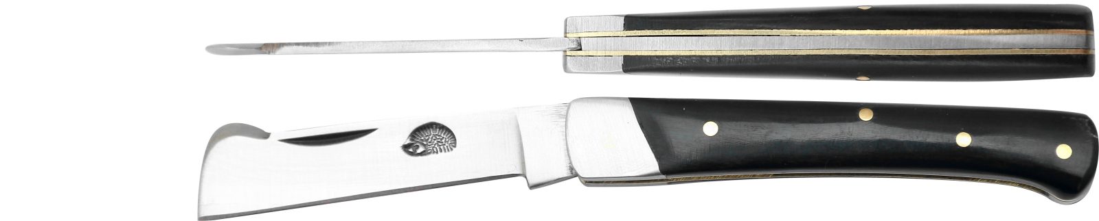 Black Horn Handle Grafting Knife with Bark Lifter – 8 cm Handle, Inox Bolster