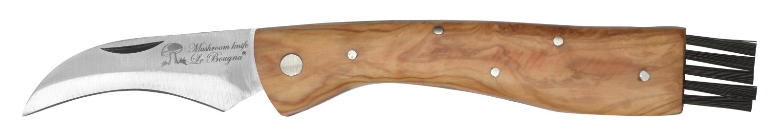 Teak Wood Handle Folding Mushroom Knife – 12 cm Handle, Built-In Cleaning Brush
