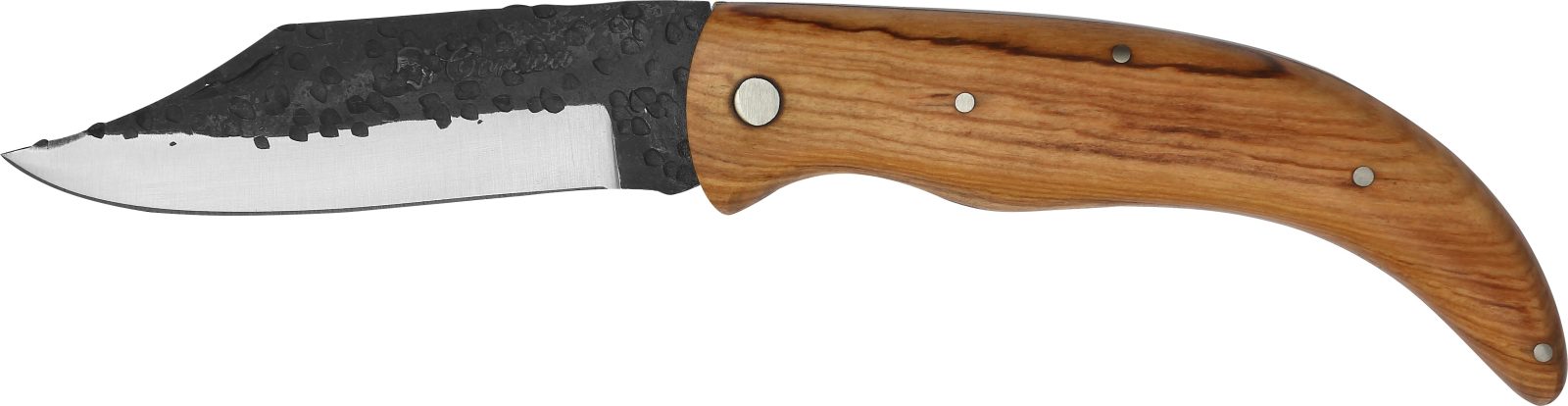 Olive Wood Handle Folding Knife with Forged Blade Finish – 12 cm Handle