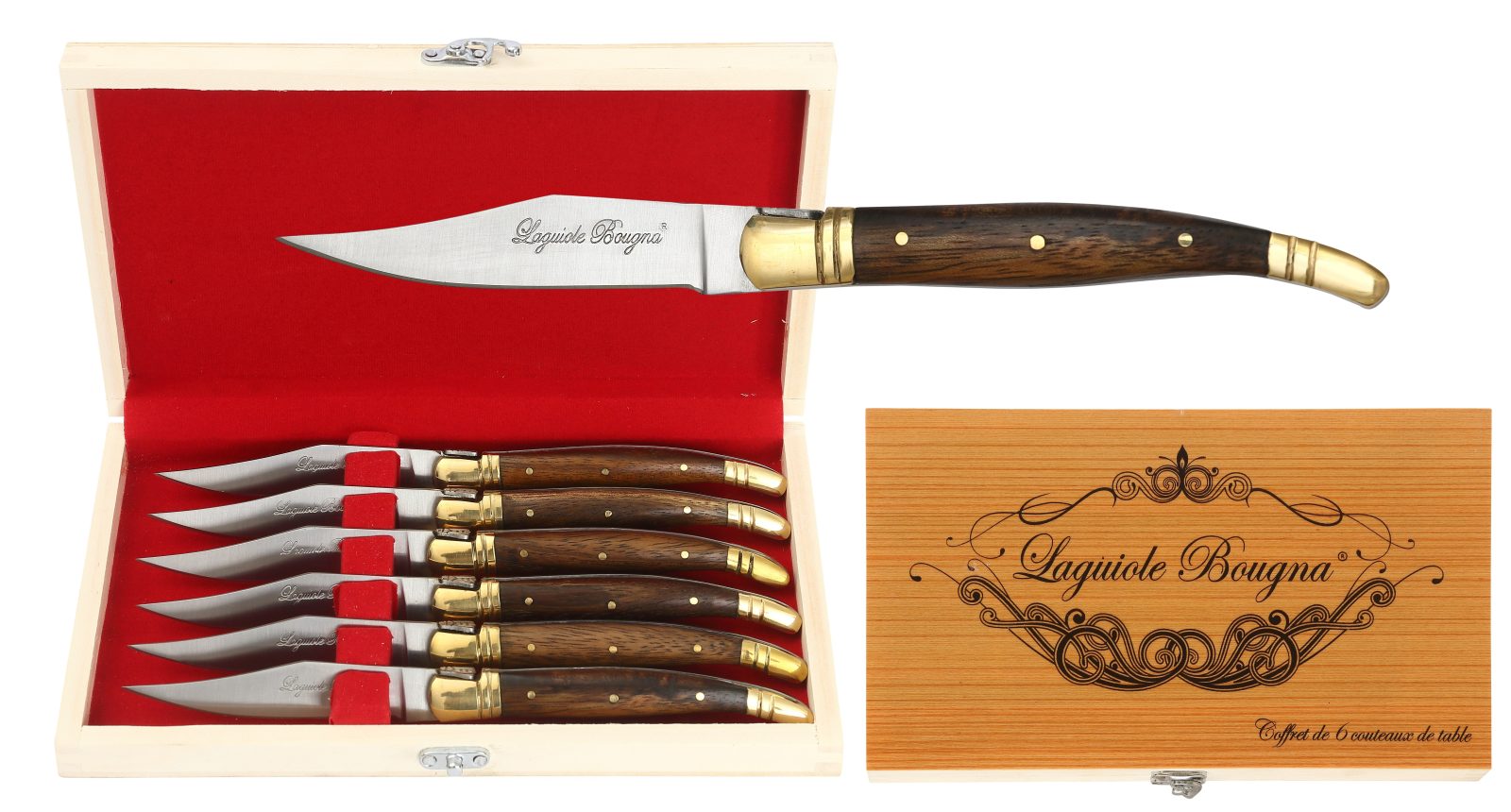 Acacia Wood Handle Table Knife Set – 12 cm Handle, Set of 6