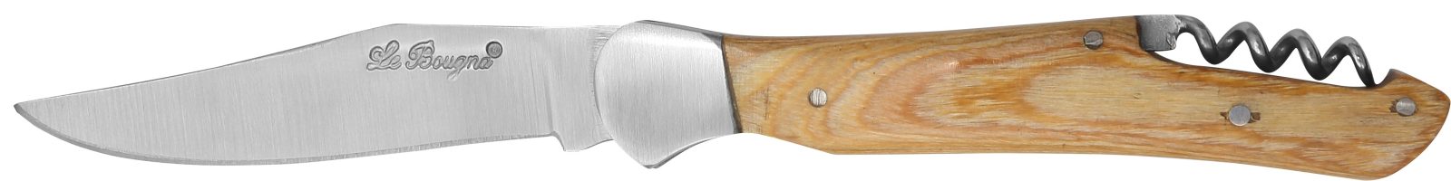Creamy Oak Wood Handle Corkscrew Folding Knife – 12 cm Handle, Inox Bolster