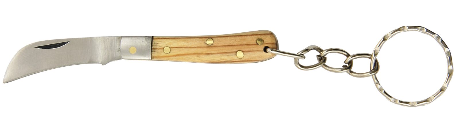 Teak Wood Handle Pruning Folding Knife Keychain – 5 cm Handle, Inox Bolster