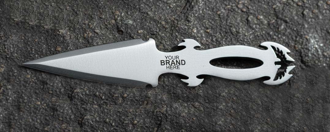 Spear-Point Throwing Knife with Flame-Tip Pommel – 20 cm Total Length