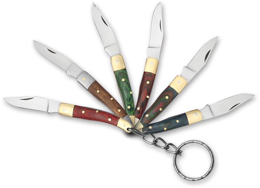 Handcrafted Wood Handle Folding Knife Keychain – 5.8 cm Handle, Brass Bolster