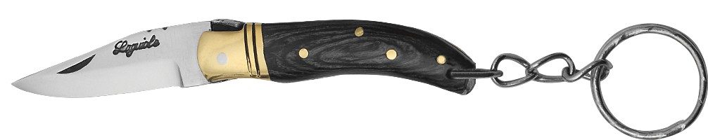 Ebony-Tone Wood Handle Folding Knife Keychain – 6 cm Handle, Brass Bolster