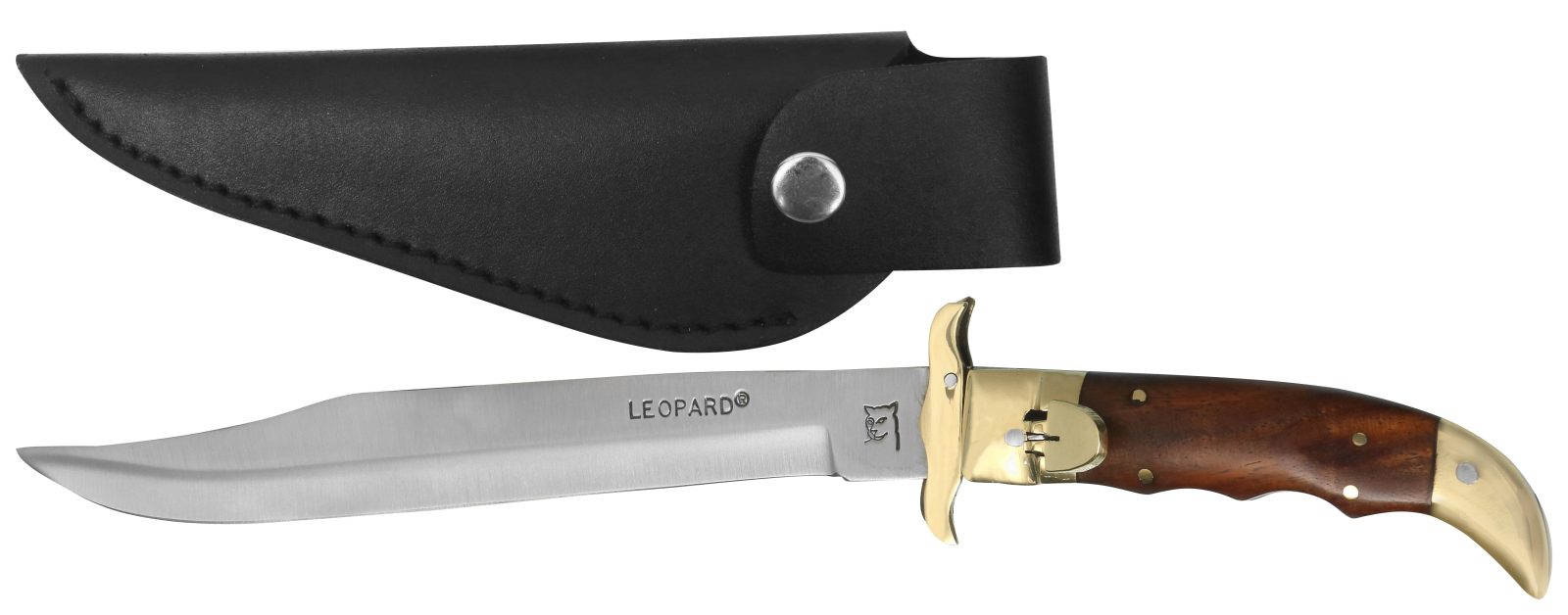Folding Dagger Knife with Brass Guard & Rich Wood Handle – 11 cm Handle, Leather Case Included