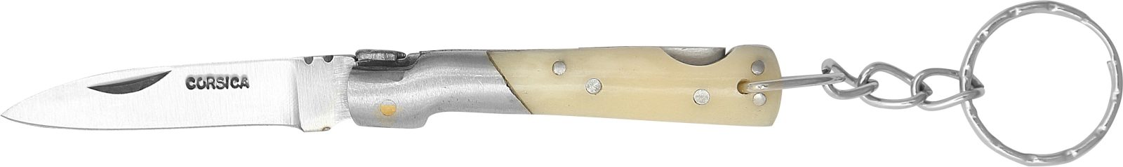 White Bone Handle Vintage Folding Knife Keychain – 6 cm Handle, Inox Bolster