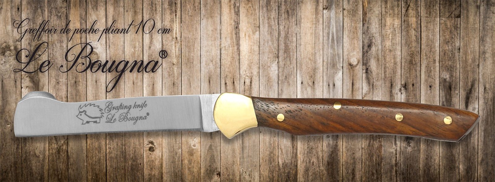 Warm Acacia Wood Handle Grafting Knife – 10 cm Handle, Brass Bolster