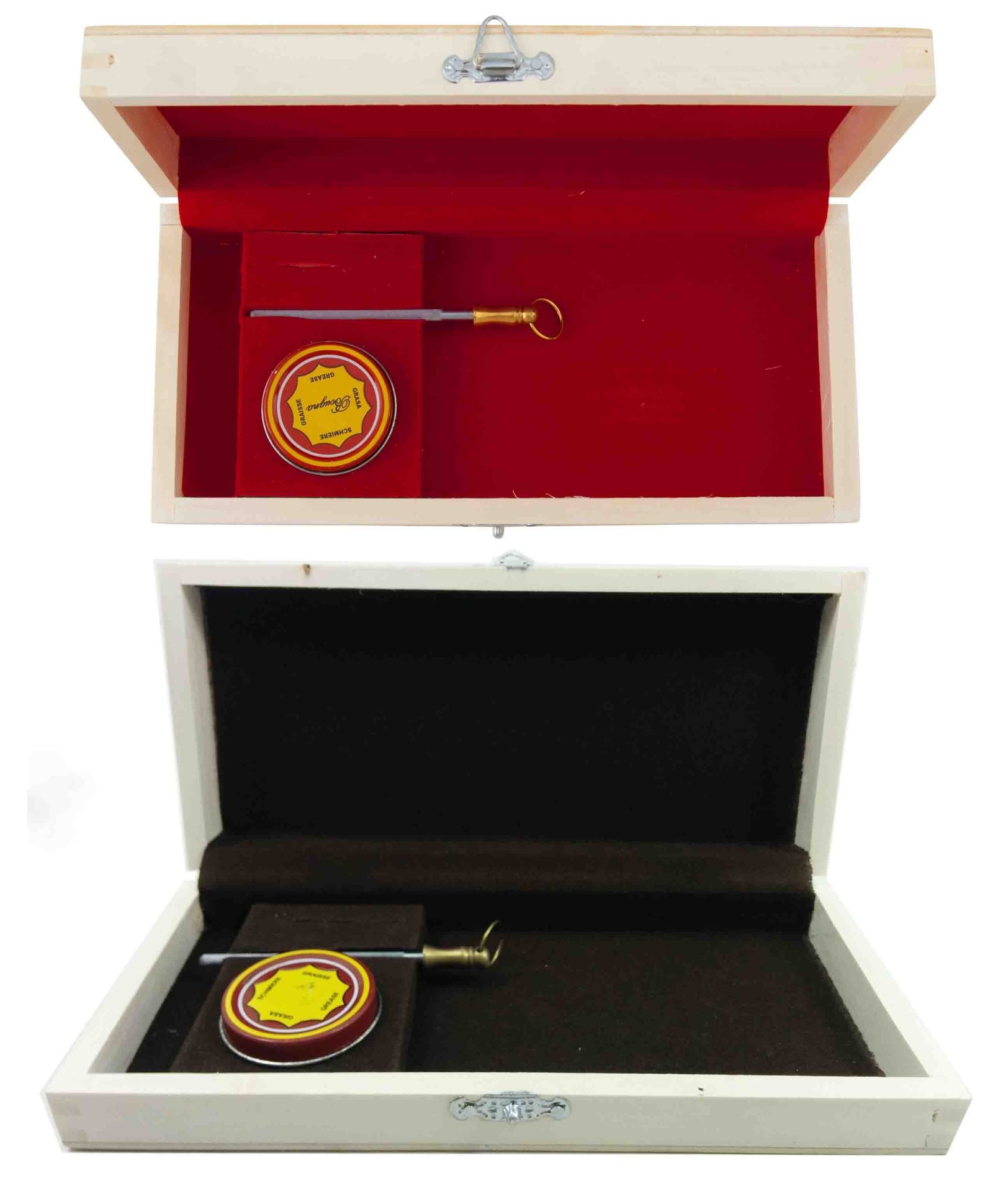 Wooden Gift Box with Sharpening Rod & Grease Tin