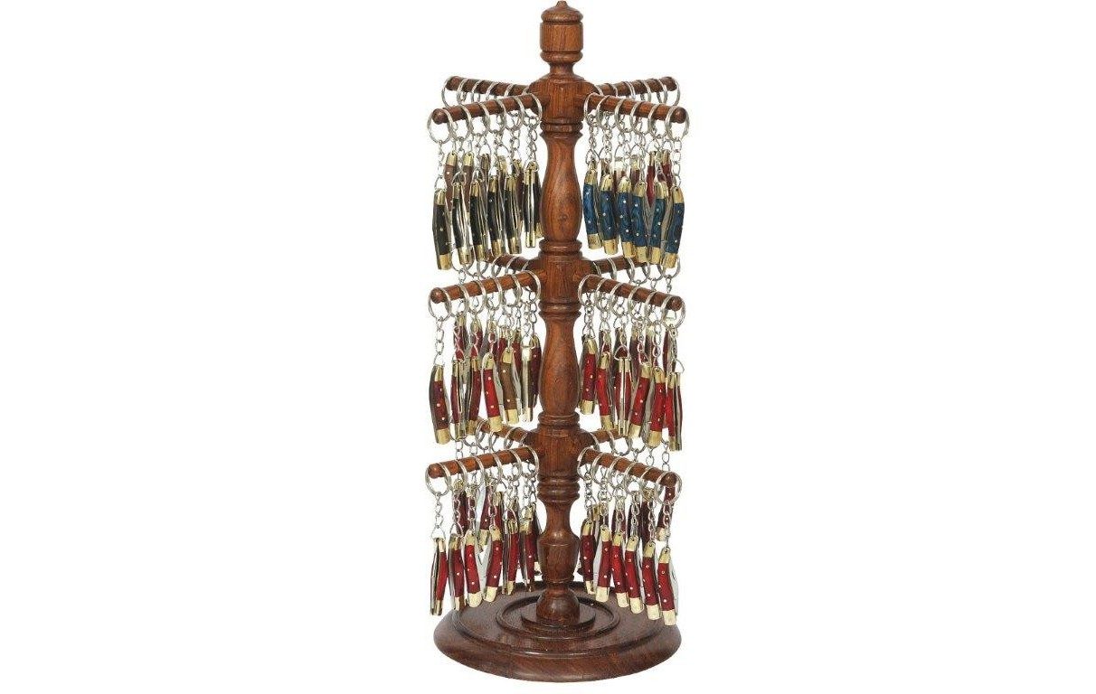 Rotating Wood Keychain Knife Display Stand