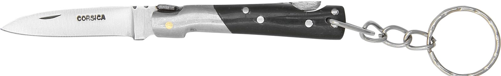 Black Horn Handle Vintage Folding Knife Keychain – 6 cm Handle, Inox Bolster