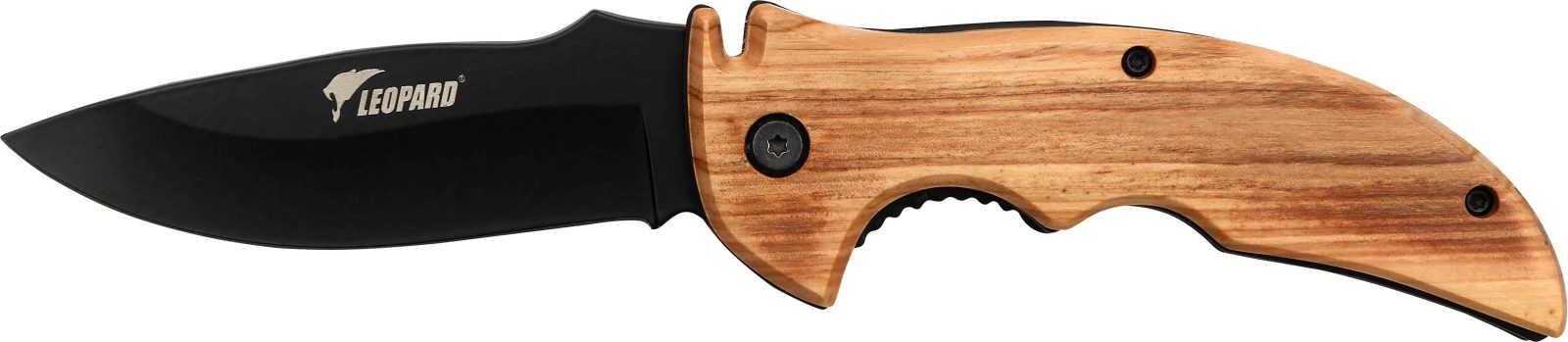 Black-Coated Blade Folding Knife with Teak Wood Handle – 10.5 cm Handle
