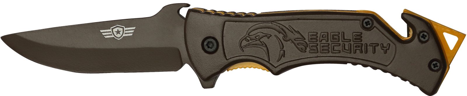 Coyote & Gold Two-Tone Rescue Folding Knife – 12.5 cm Handle, Glass Breaker & Belt Cutter