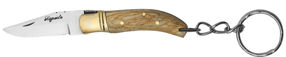 Natural Burl Wood Handle Folding Knife Keychain – 6 cm Handle, Brass Bolster