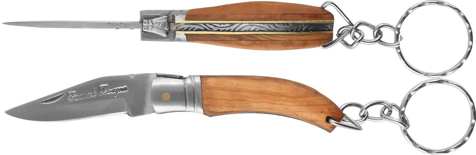 Teak Wood Handle Folding Knife Keychain – 6 cm Handle, Inox Bolster