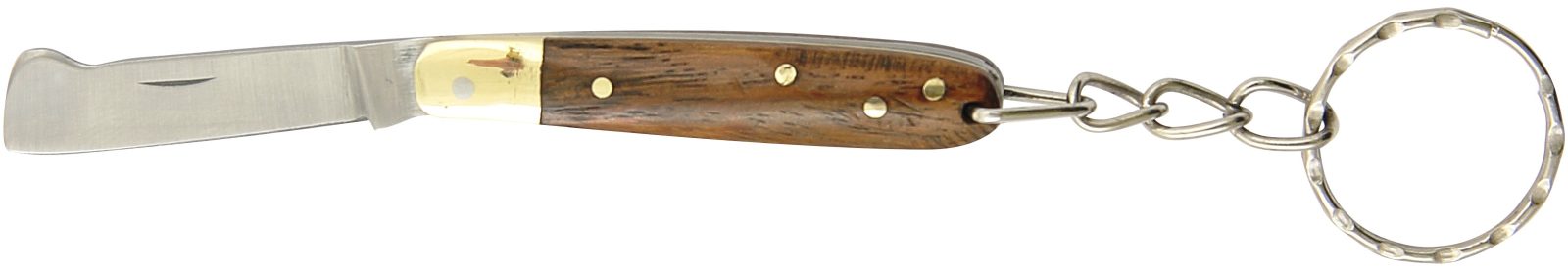 Dark Wood Handle Grafting Folding Knife Keychain – 5.5 cm Handle, Brass Bolster
