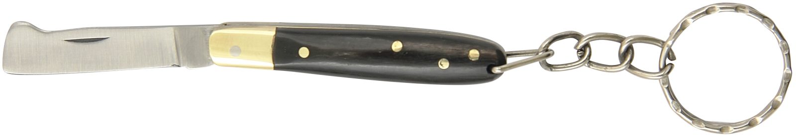 Black Horn Handle Grafting Folding Knife Keychain – 5.5 cm Handle, Brass Bolster