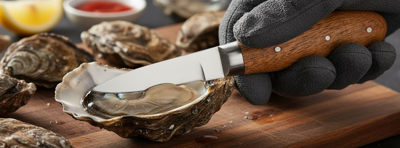 Acacia Wood Handle Oyster Knife – 8.5 cm Handle, 14 cm Total Length