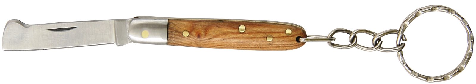 Teak Wood Handle Grafting Folding Knife Keychain – 5.5 cm Handle, Brass Bolster