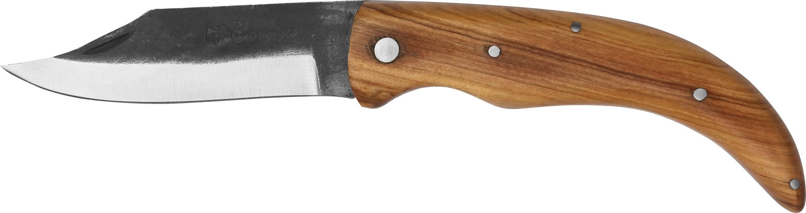 Olive Wood Handle Folding Knife with Hammered Blade Finish – 12 cm Handle